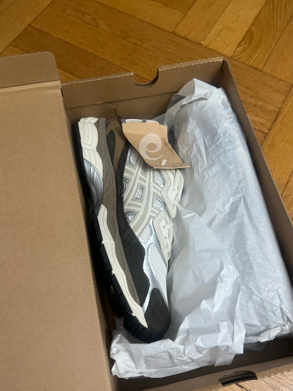Asics Men's Sneakers in White, Cream, Black, and Brown